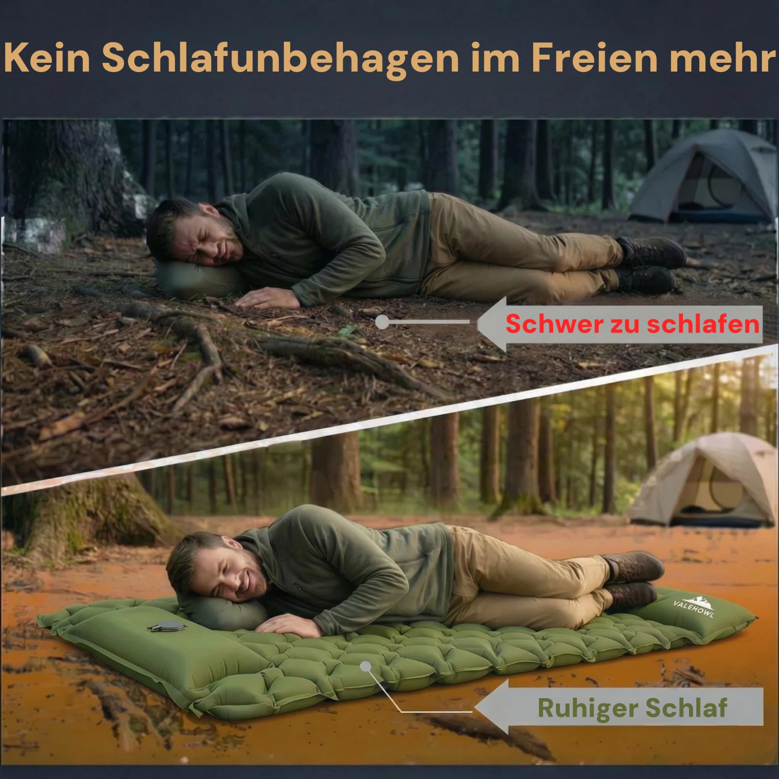 800g Ultraleichte Aufblasbare Isomatte für Camping – R-Wert 3,0 für 4 Jahreszeiten, Langlebige wasserdichte Luftmatratze für Rucksackreisen, Trekking, Outdoor