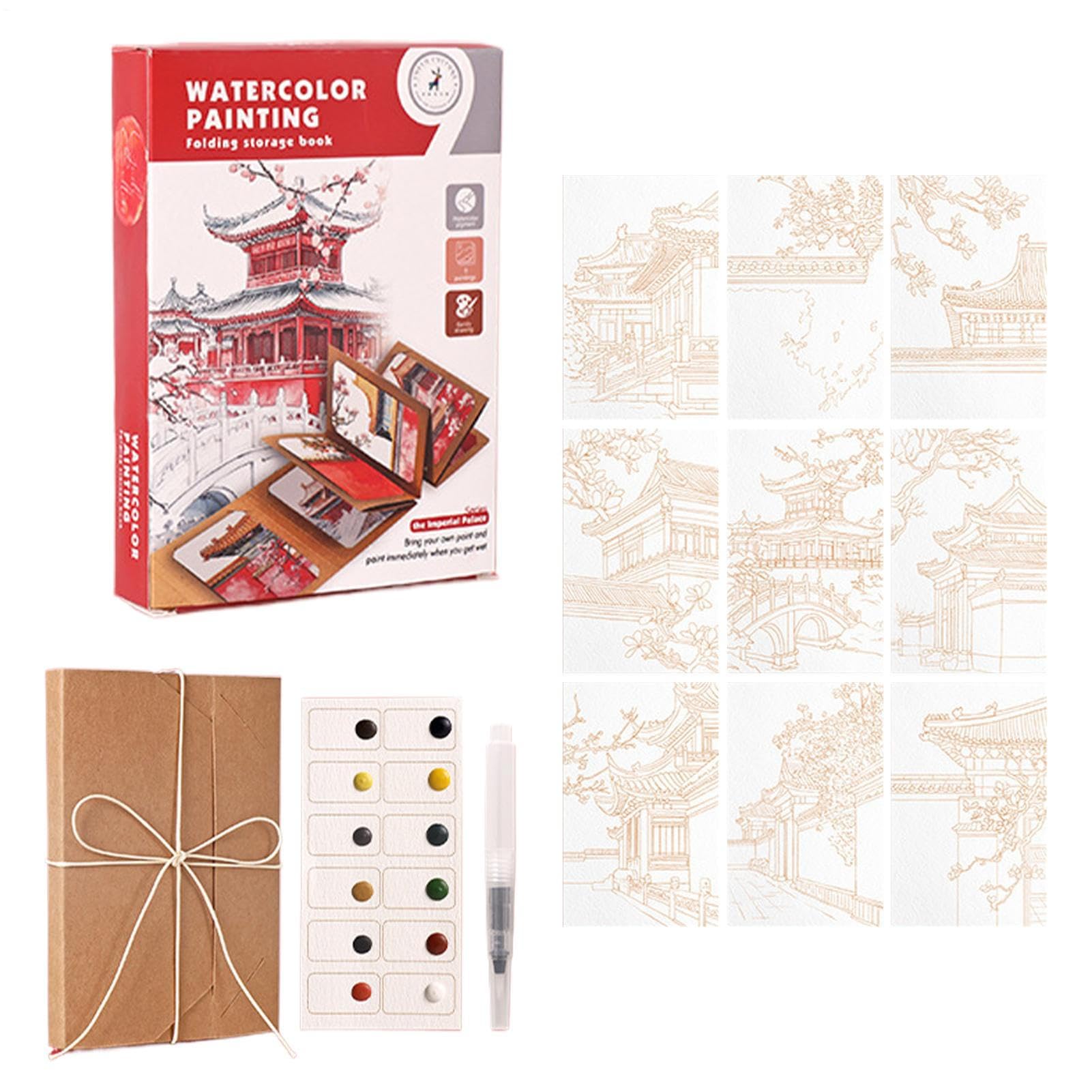 Set de pintura para viajes ultra compacto con bloc resistente para acuarelistas 8