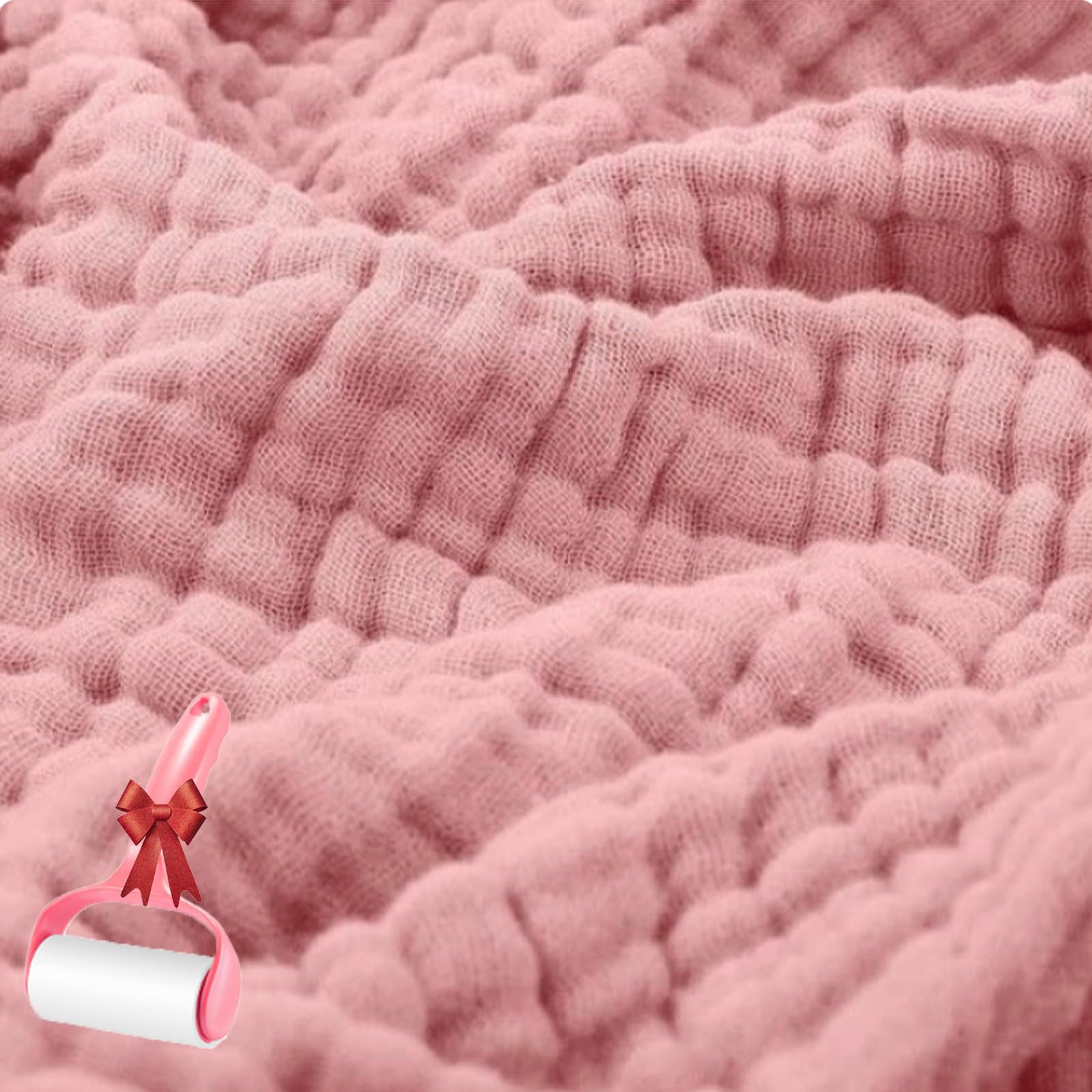 Montivo Musselin Decke, Sanfte Musselin Decke 150 X 200, 100% Aus Natur Baumwolle Sommerdecke, Lightweight Breathable Adult Blanket, Bed Throw, Couch Throw (Rosa, 150x200cm)