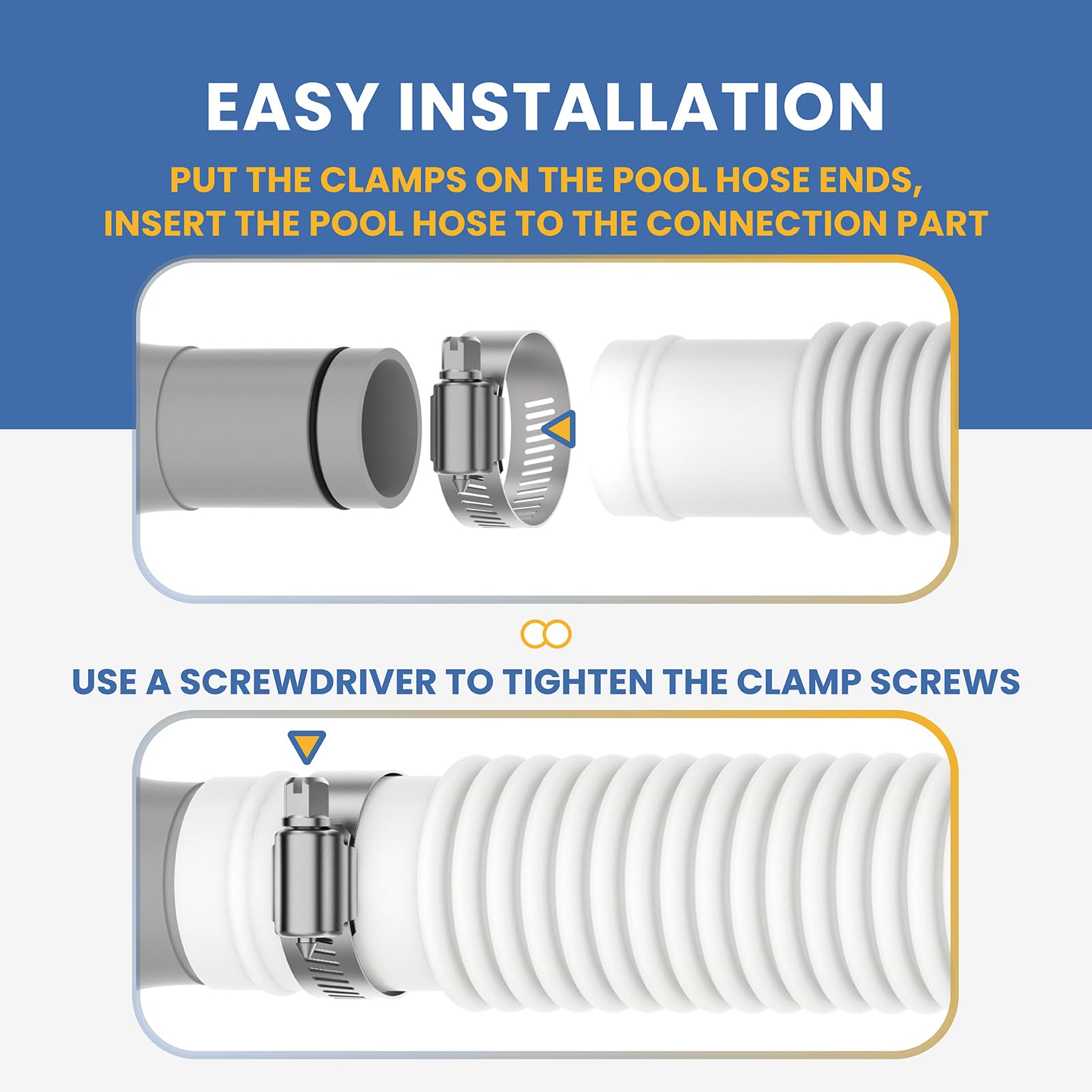 Manguera de skimmer de piscina de 1.5 pulgadas x 5 pies para piscinas sobre | Manguera de transferencia de bomba de piscina de 1 a 0.5 pulgadas de diámetro, 59 pulgadas de largo para bomba de filtro