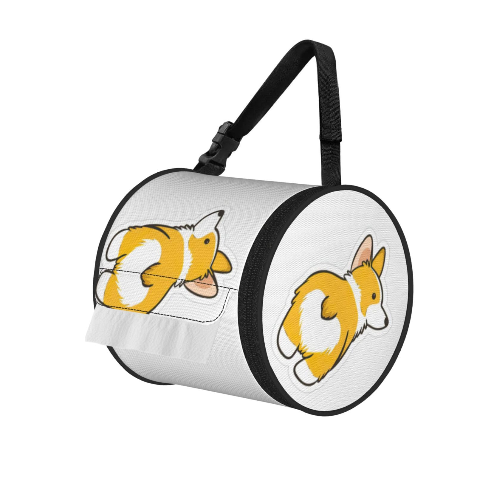 cute corgi butt Printed Hanging Tissue Organizer, Smooth Zipper Oxford Cloth Roll Holder for RV Bathroom Desk