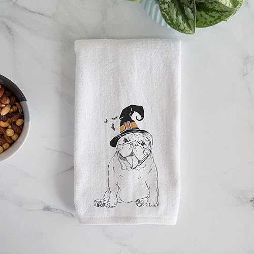 Miniatura 4 de Inkopious Sombrero de bruja Tanque El Bulldog Inglés Toalla de mano decorativa de Halloween