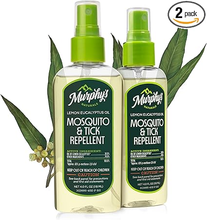 Murphy's Naturals Mosquito & Tick Bug Repellent Spray, Oil of Lemon Eucalyptus for Skin + Outdoor Gear, 4 Ounce Pump, 2-Pack Murphy's Naturals Mosquito & Tick Bug Repellent Spray, Oil of Lemon Eucalyptus for Skin + Outdoor Gear, 4 Ounce Pump, 2-Pack