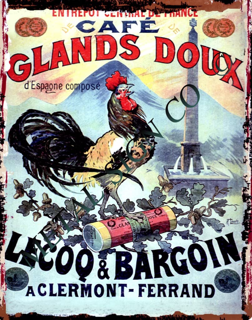 GLANDS DOUX CAFE CLASSIC FRENCH ADVERT METAL SIGN RETRO VINTAGE STYLE LARGE 12X16in 30x40cm coffee shop cafe kitchen wall art deco bar pub