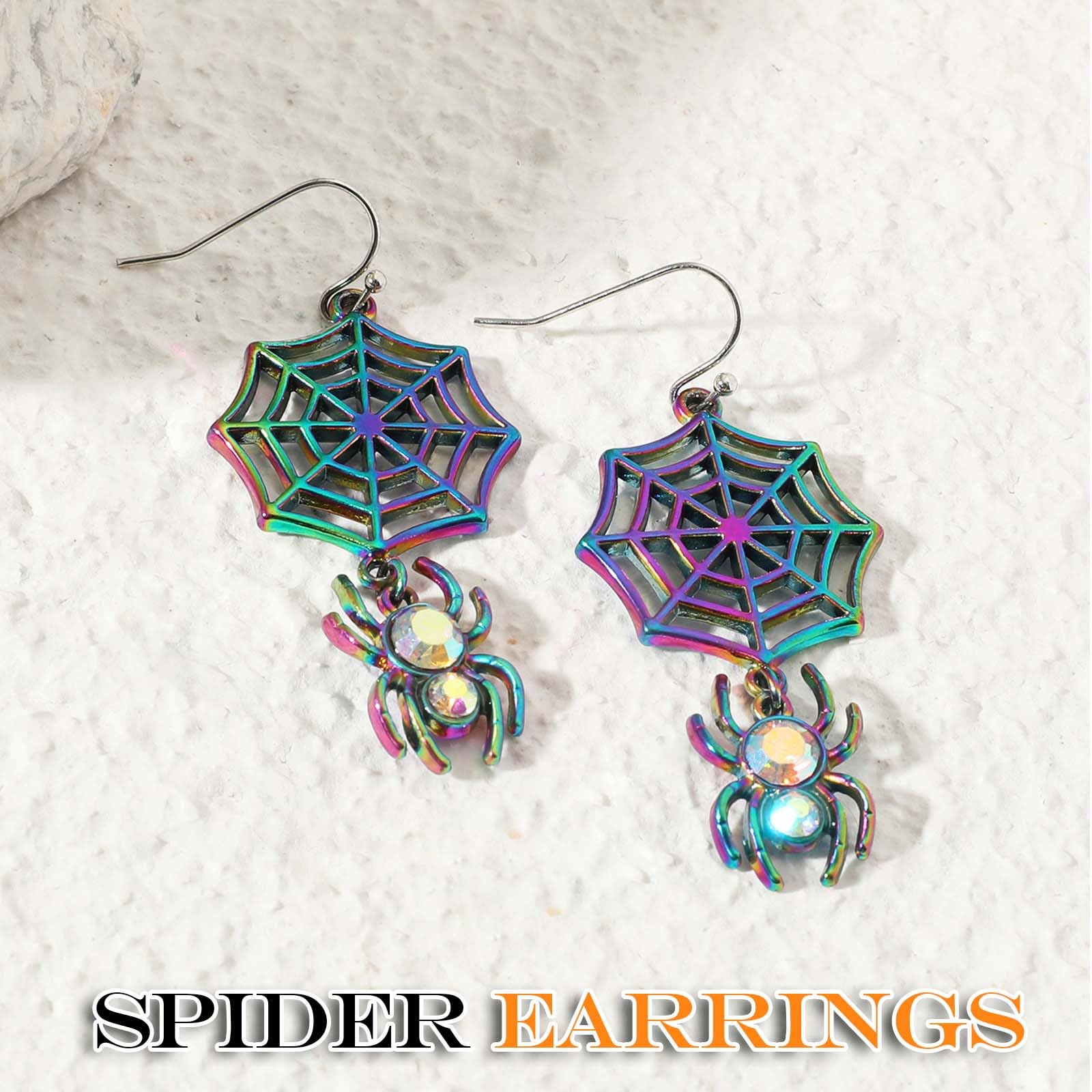 3 Pares Pendientes Halloween, Halloween Calabaza Fantasma Araña Pendientes para Mujeres, Accesorios Vampiro Mujer, Novedosas para Regalos, Decoración de Brujas