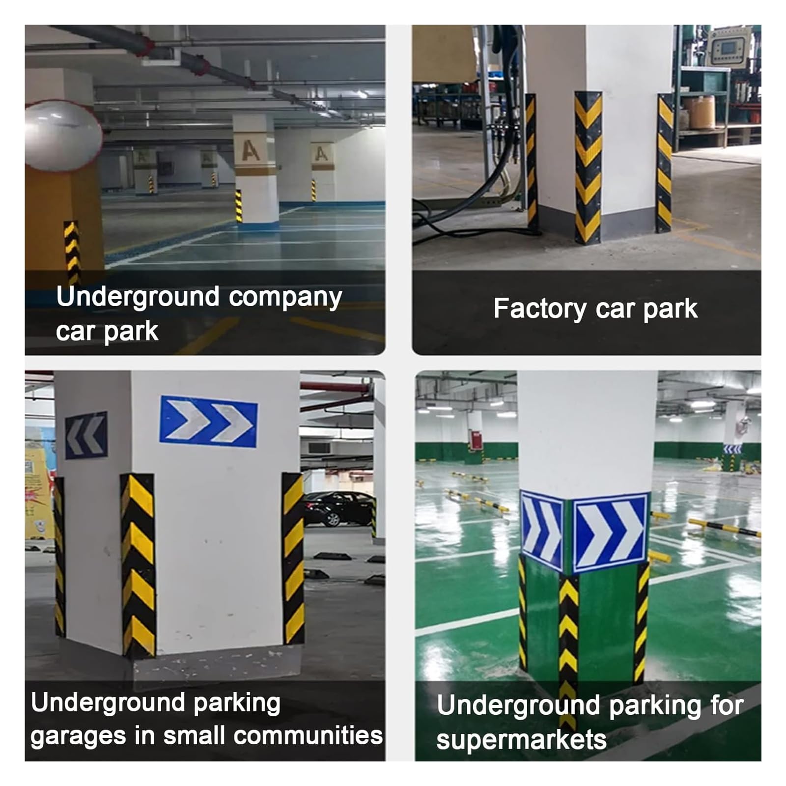 Protectores de Pared para Garaje, Protector de Esquina de Goma para Paredes de Garaje, 80 cm de Grosor, 0,8 cm de Ancho, Protector de Columna, Protector de Borde de Seguridad Reflectante par