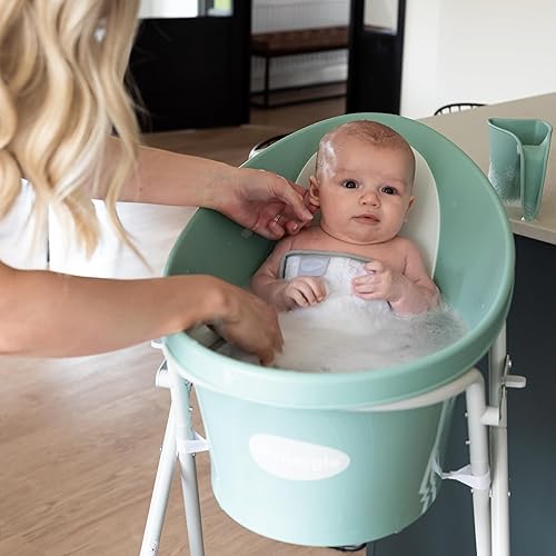 Miniatura 8 de Shnuggle Baño para bebé recién nacido, protuberancia de apoyo integrada y respaldo suave, adecuado para recién nacidos, soporte de asiento de baño