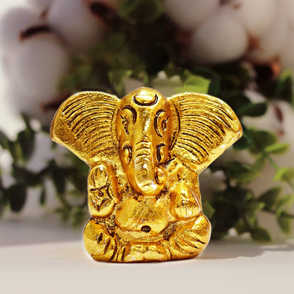 Sponsored Ad - Metal Ganesh Idol for Car Dashboard Small, Handmade Small Ganpati Statue Murti for Home, Office, Tabledesk, Diwali Gift Items (Golden, 4 CM Height)
