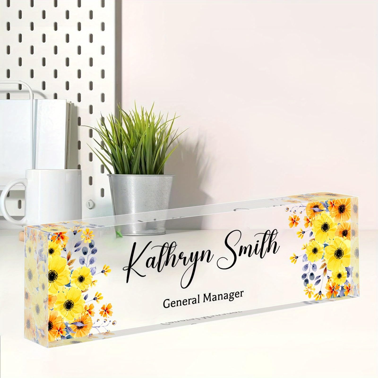UNIQGIFTS Custom Name Plate for Office, Personalized Desk Decor - Acrylic Accessory, Gifts for Coworkers, Boss, Employees, Teacher, Nurse, Worker