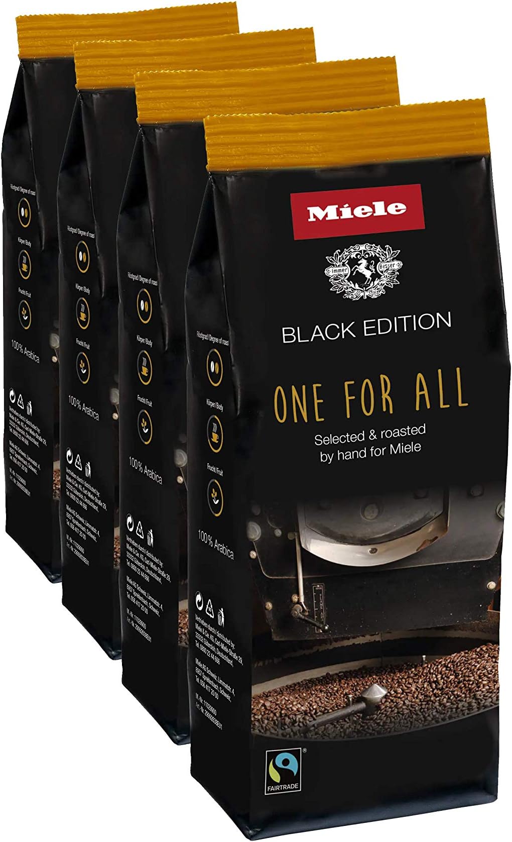 Black Edition One For All Hand-Selected & Hand-Roasted Whole Coffee Beans - USDA Organic, Fair Trade Certified - 8.8 oz (250g)