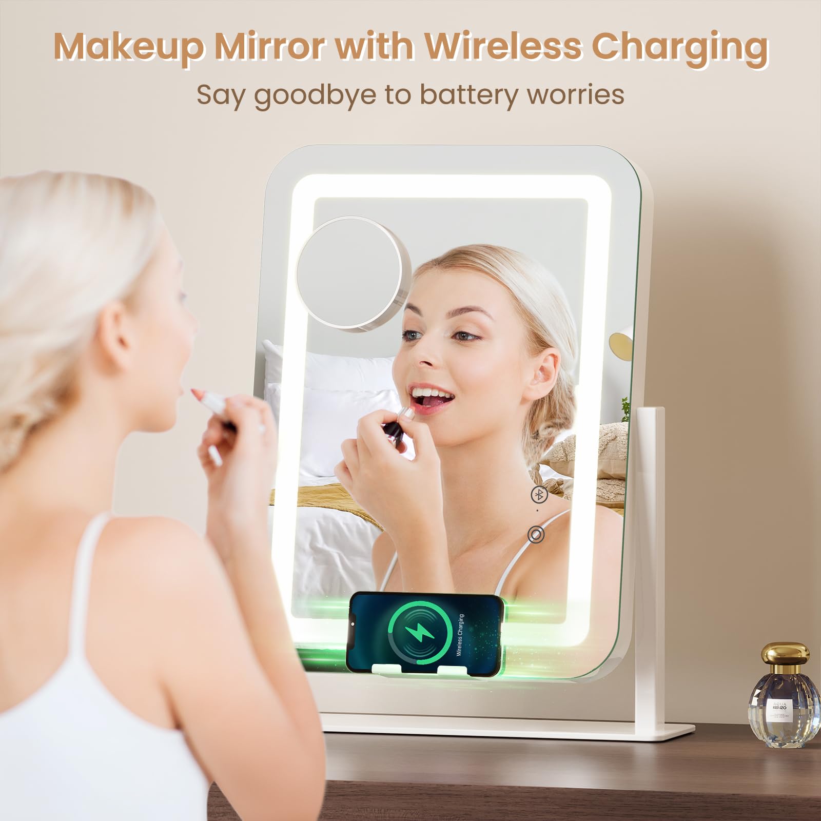 Dripex 5-in-1 Lighted Vanity Mirror with Bluetooth Speaker