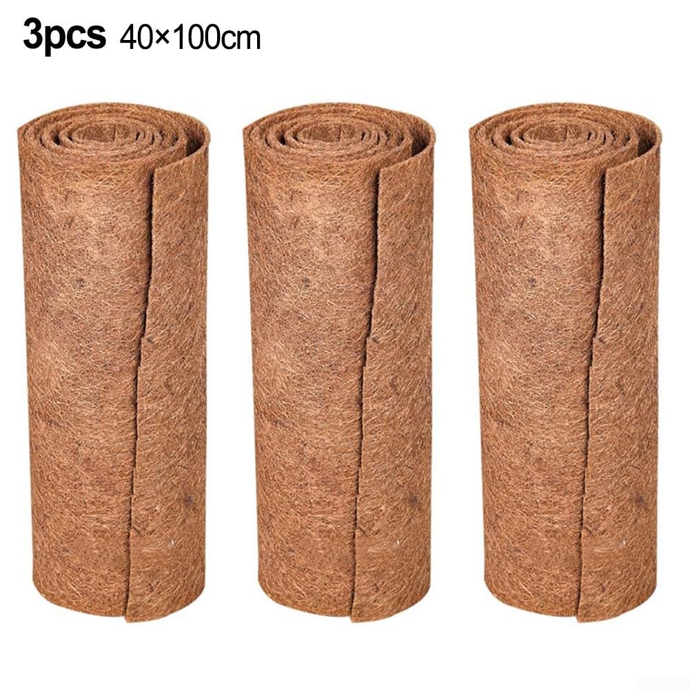 Tapete de coco, 3 unidades de rollo de forro de coco natural de coco almohadilla de fibra de coco forro de fibra de palma de coco forro de cesta colgante para caja de ventana y canales de pared (40 x