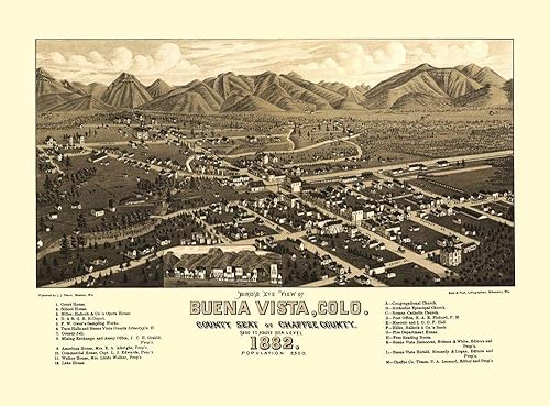 Posterazzi PDXCOBU0001LARGE Buena Vista Colorado 1882 Stoner Póster impreso, 36 x 24, multicolor
