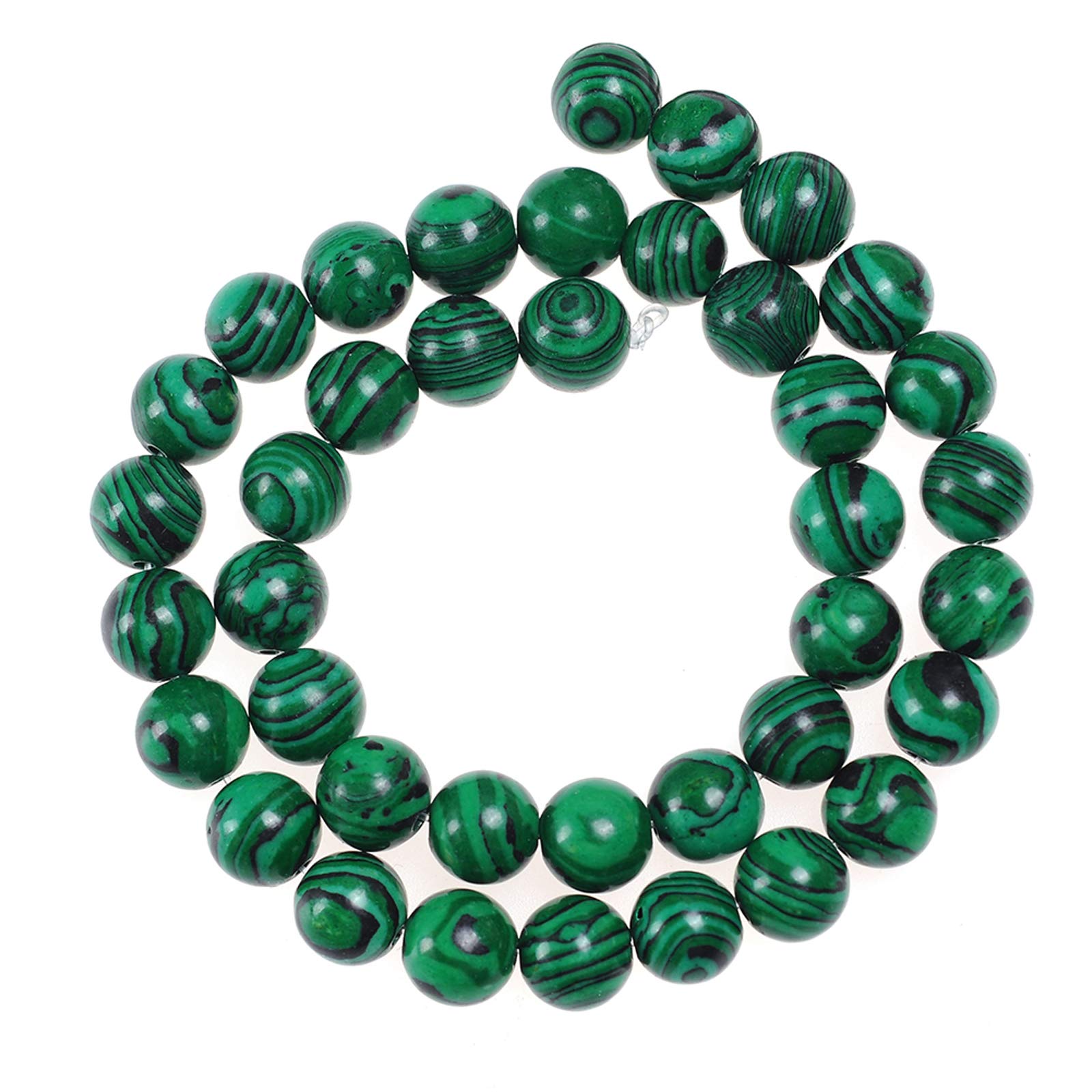 24 Perles En Malachite Naturelle - Diamètre 8 Mm - Pour Création De Bijoux - Neuf