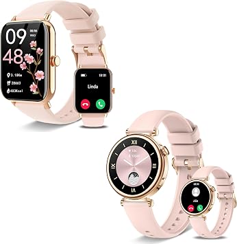 Smart Watches for Women,1.83"&1.27" HD Watch with Calls and Messages/Heart Rate/Sleep/Female Cycle,Fitness Tracker Smartwatch for Android/iOS Compatible,Pink/Light Pink