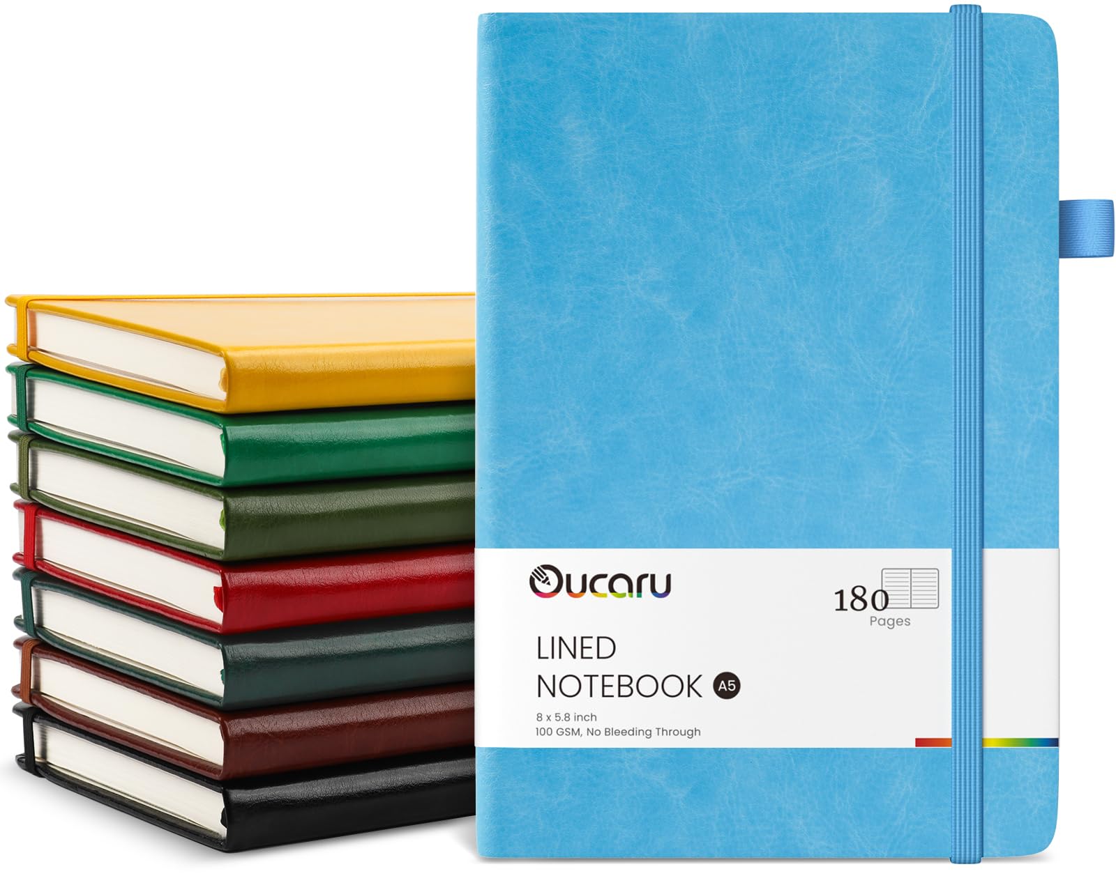 Oucaru Lined Journal Notebook, 8 Pack, 180 Pages, A5 Journals for Writing, 100 GSM Thick Paper, Small Notebooks Daily Journal for Women Men Work, Business, School, Travel Supplies — image 1