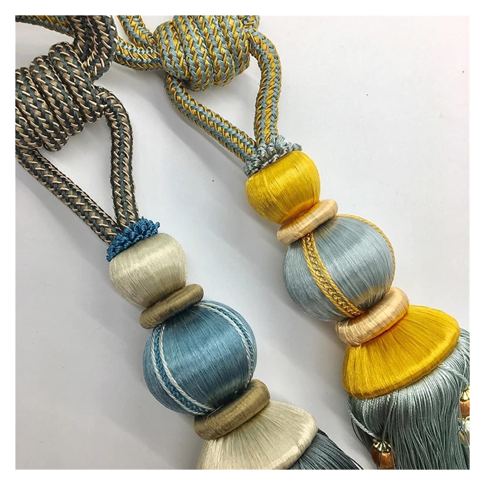 2PCS Kurtyna Wiszące kule Ball Haczyk Bandaż Bandaż Lobbing Pasek Tassel Tiebback Buckle Dekoracja domu wanglan(Light Grey)