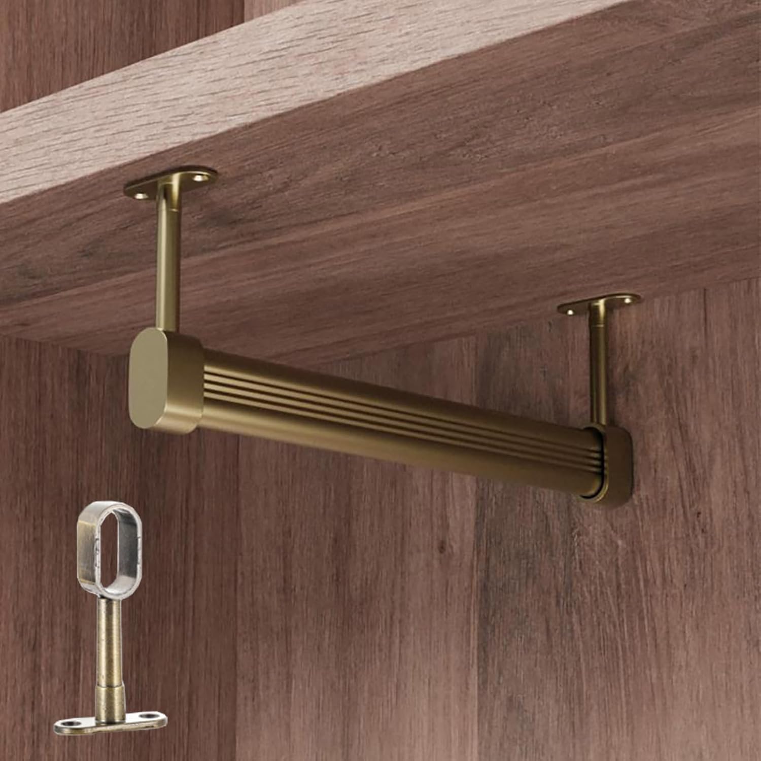 Heavy Duty Adjustable U-Shaped Closet Rod Hanger, Aluminum Hanging Bar for Wardrobe & Laundry Room, Top Mount Design, 125cm (49 1/4") - Silver Finish