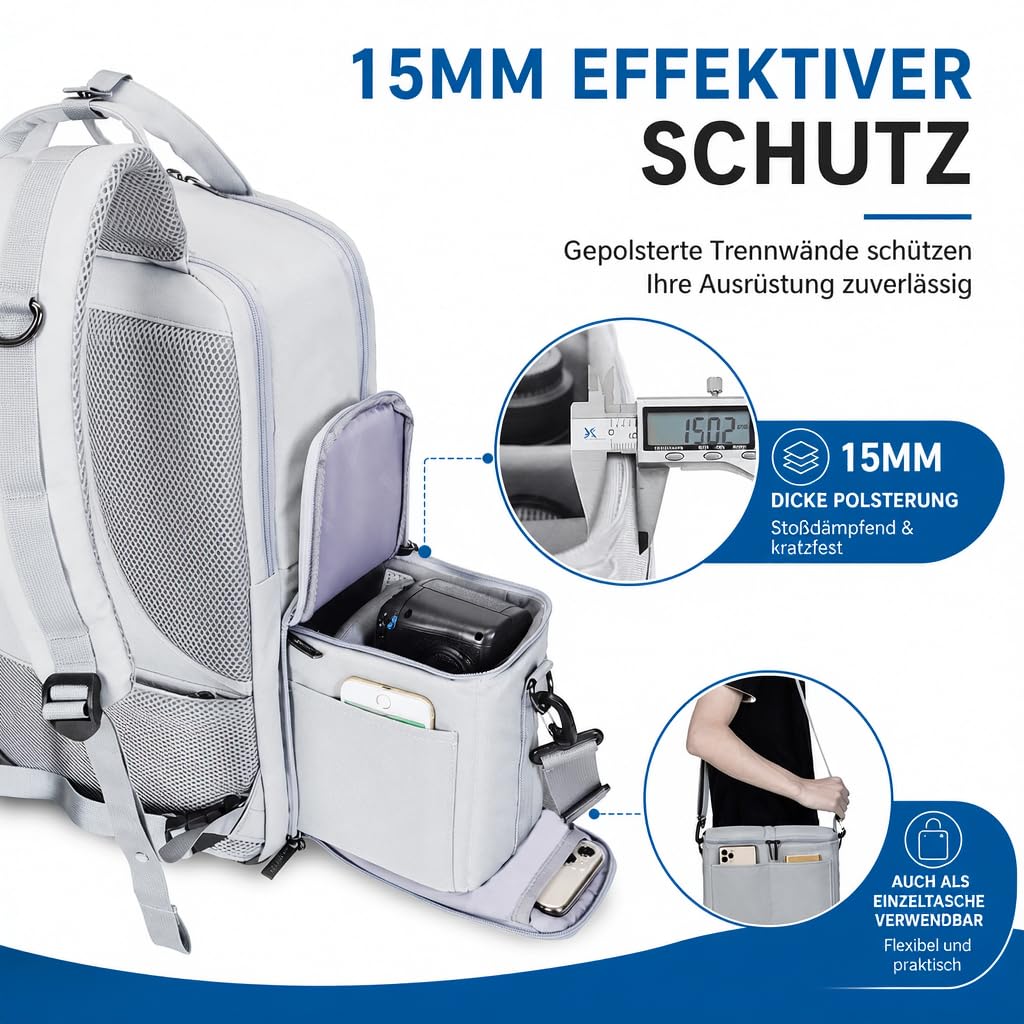 CADeN Mochila para cámara réflex - Estilo Casual Incluye Cubierta contra la Lluvia Que Puede acomodar 1 cámara 2 Lentes 1 trípode y Otros Accesorios fotográficas para Canon Nikon Sony