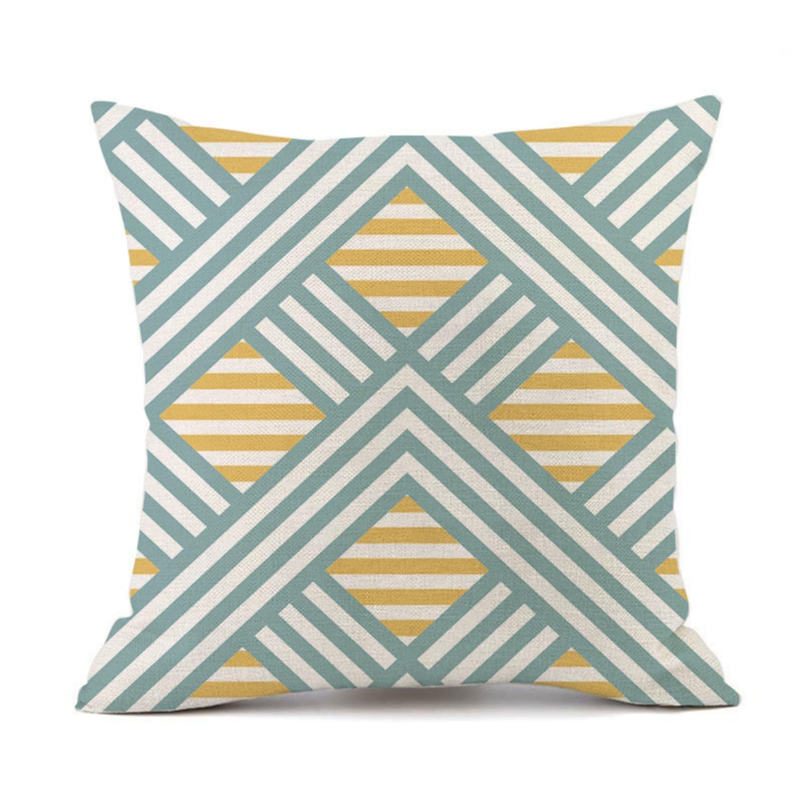Cushion Covers 60cm x 60cm Blue Line Large cushions with covers included - Linen Square Decorative Throw Pillowcases with Invisible Zipper, for Livingroom Sofa Bedroom