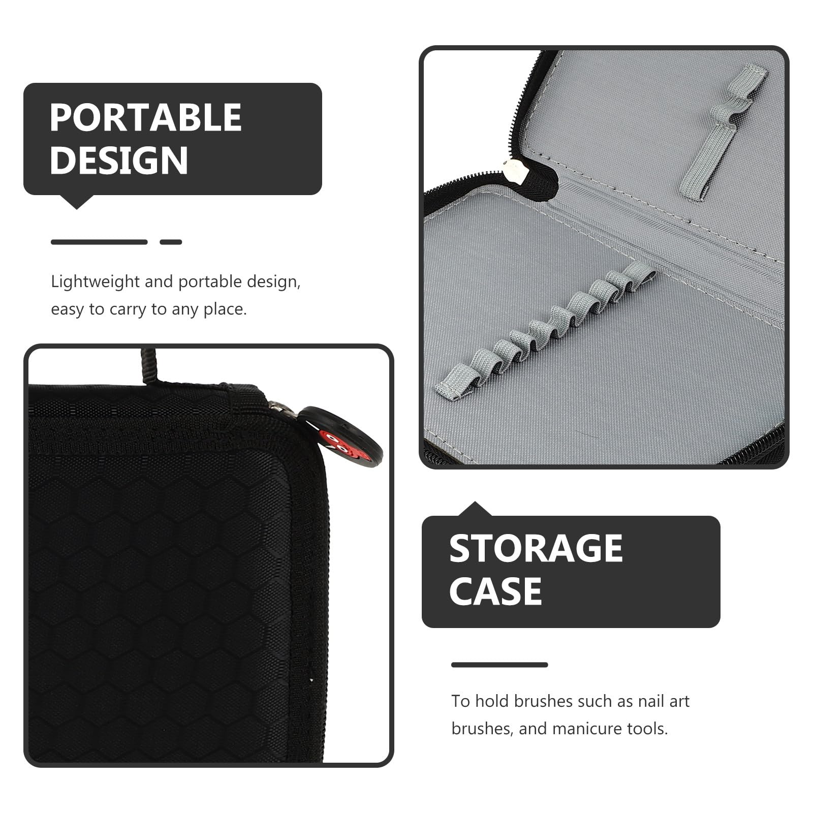 Borsa Porta Attrezzi per Manicure Nero, Resistente e Portatile, Capacità per 35 Penne da Nail Art, per Impiego Domestico in Negozio