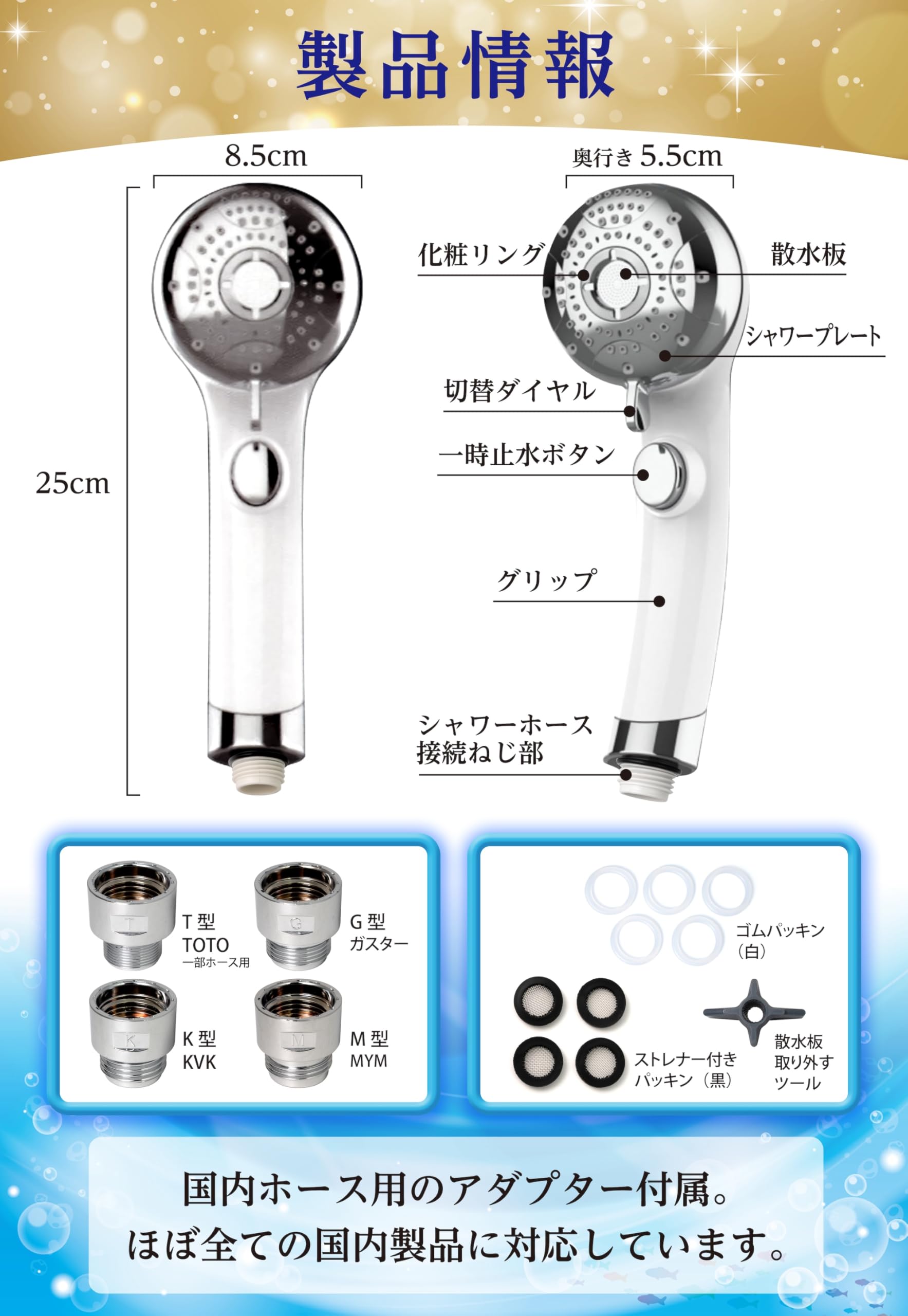 シャワーヘッド＊3機能スパ＊スイッチオン/オフボタン付き＊マッサージ シャワーヘッド＊3機能スパ＊スイッチオン/オフボタン付き＊マッサージ