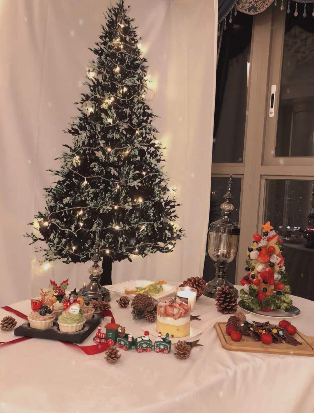 KuSONG Tapisserie Murale De Arbres De Noël Sapin, LED