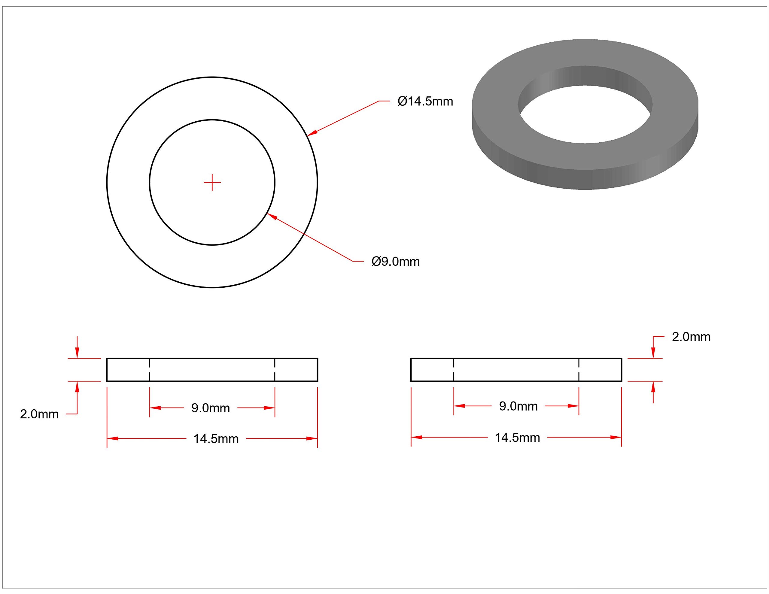 Joint Plat 12/17 mm (3/8") Haute Température Renforcé en Aramide (14.5 x 9 x 2 mm) – Lot de 100 – 350 °C / 100 Bar – Gaz et Chauffage Industriel