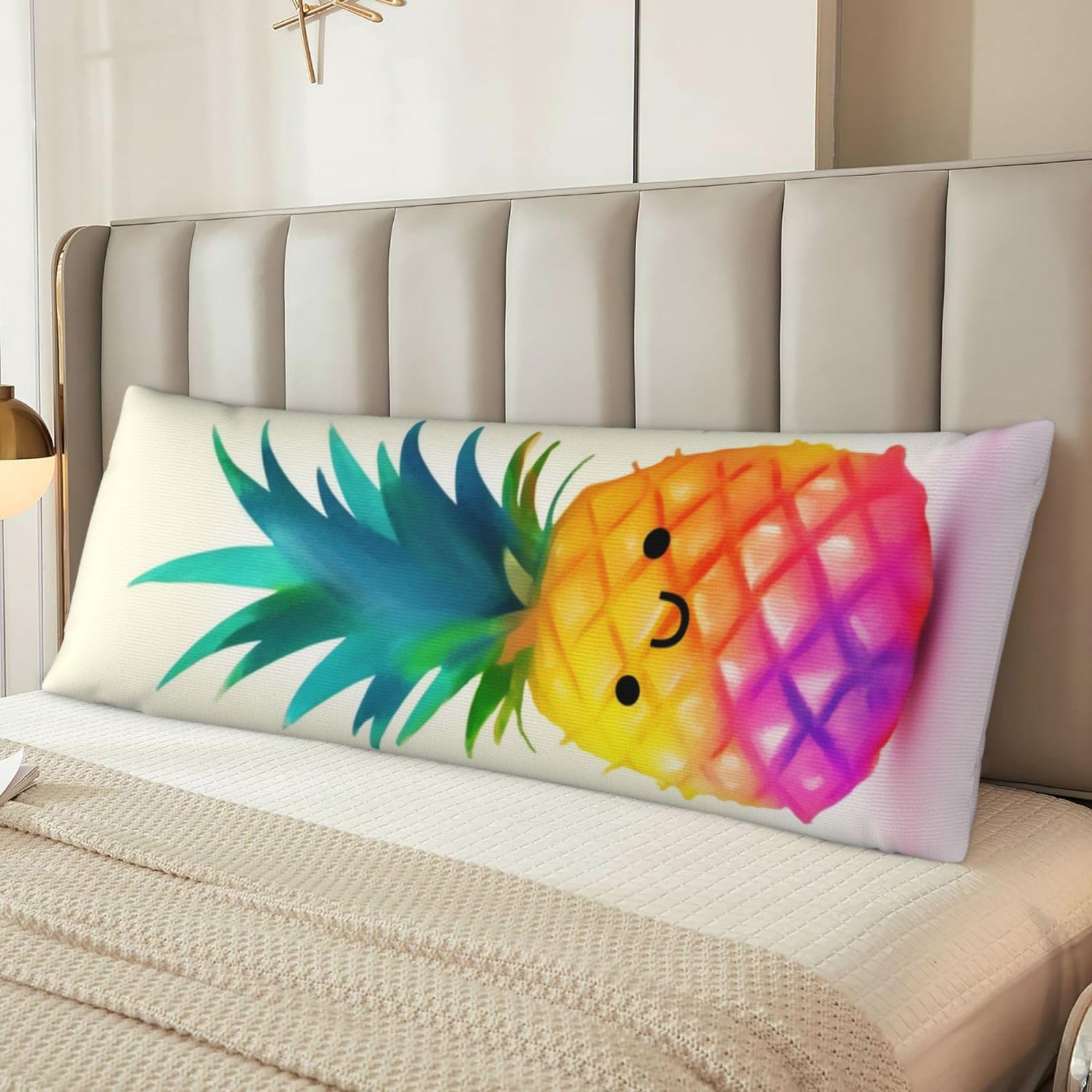 Rainbow Pineapple Cartoon Body Pillow Case Cover, Microfiber Long Pillow Cases, Ultra Soft and Cozy Plush Body Pillowcase Decorative Long Bed Pillow Cover for Sleeping 20x54 Inches
