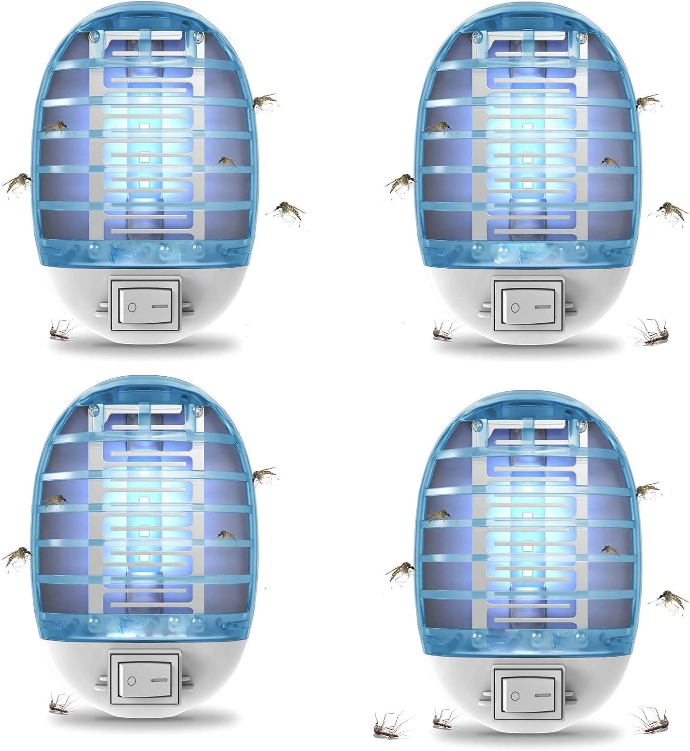 Plug in Bug Zapper Indoor, Mosquito Killer Electronic Insect Killer Fly Trap Indoor, Electric Mosquito Zapper with Blue Lights for Home, Kitchen, Bedroom, Baby Room, Office 4 Pack