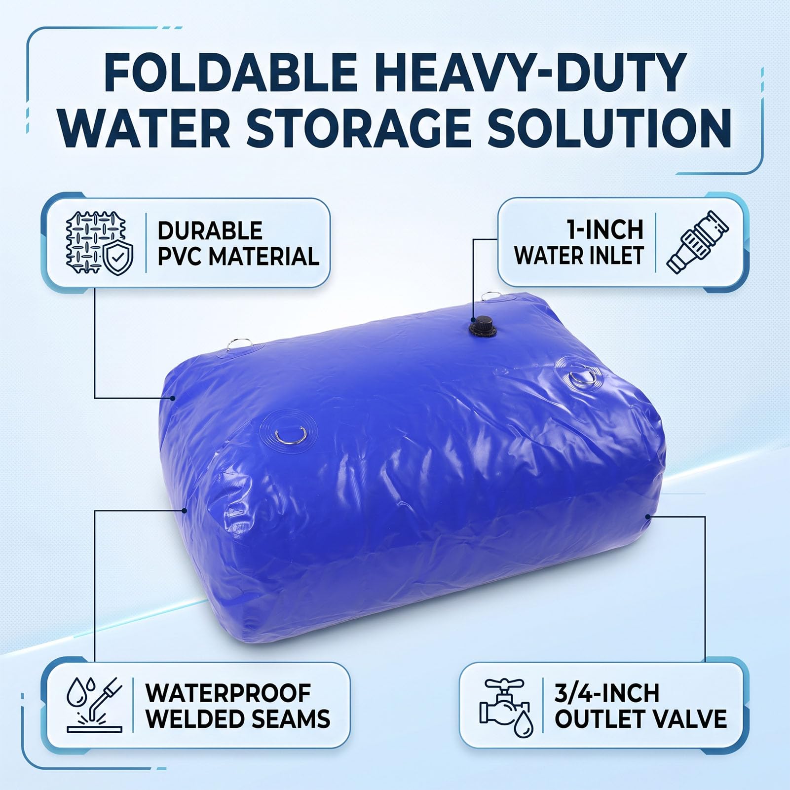 Acouto Depósito de Agua Plegable, Tanque de Almacenamiento de Agua 400L 106
