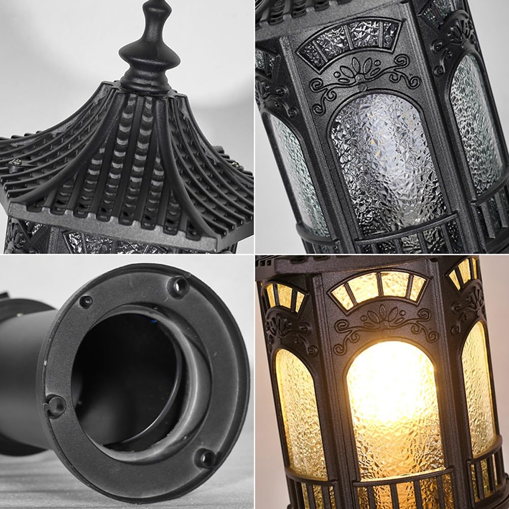 Lampa słupkowa ze szkła z czarnego diamentu