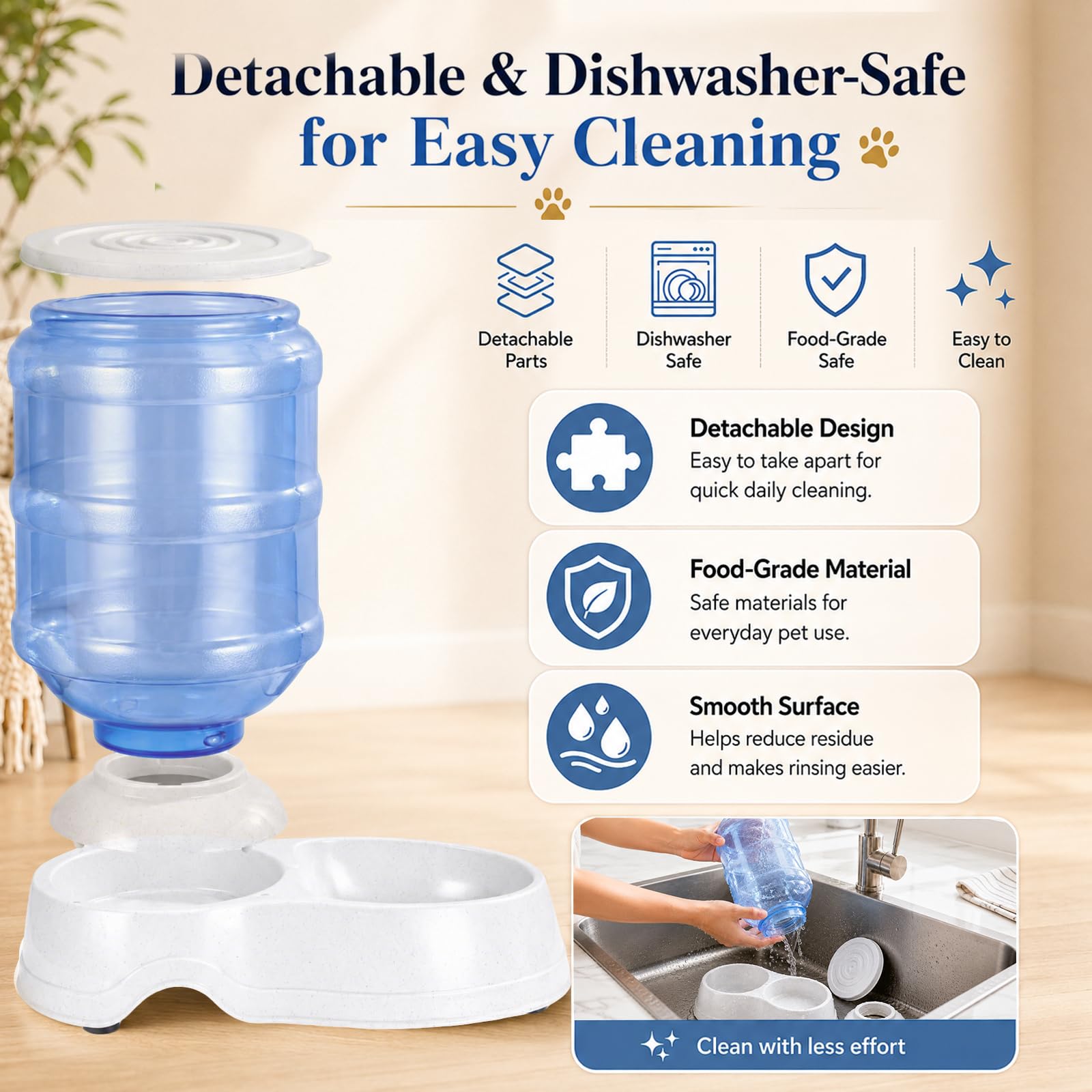 Leptzoa Automatic Dog Feeders - Gravity Dog Cat Feeder Dispenser, 3 Gallon Capacity, Large/Small Dogs & Cats, Gray, Pet Feeder Dispenser 2