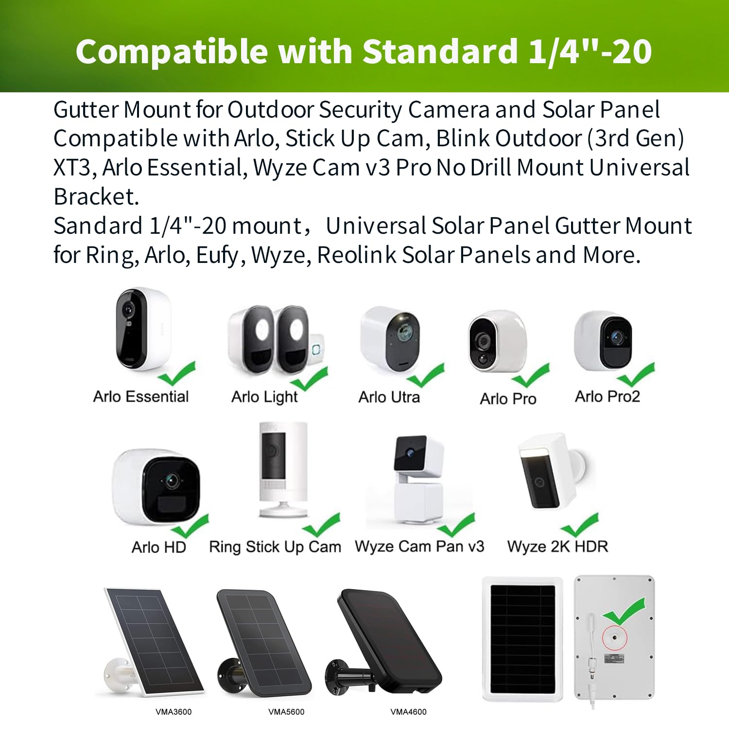 Lonnky Universal Gutter Mount Compatible with Arlo Pro 4, Arlo