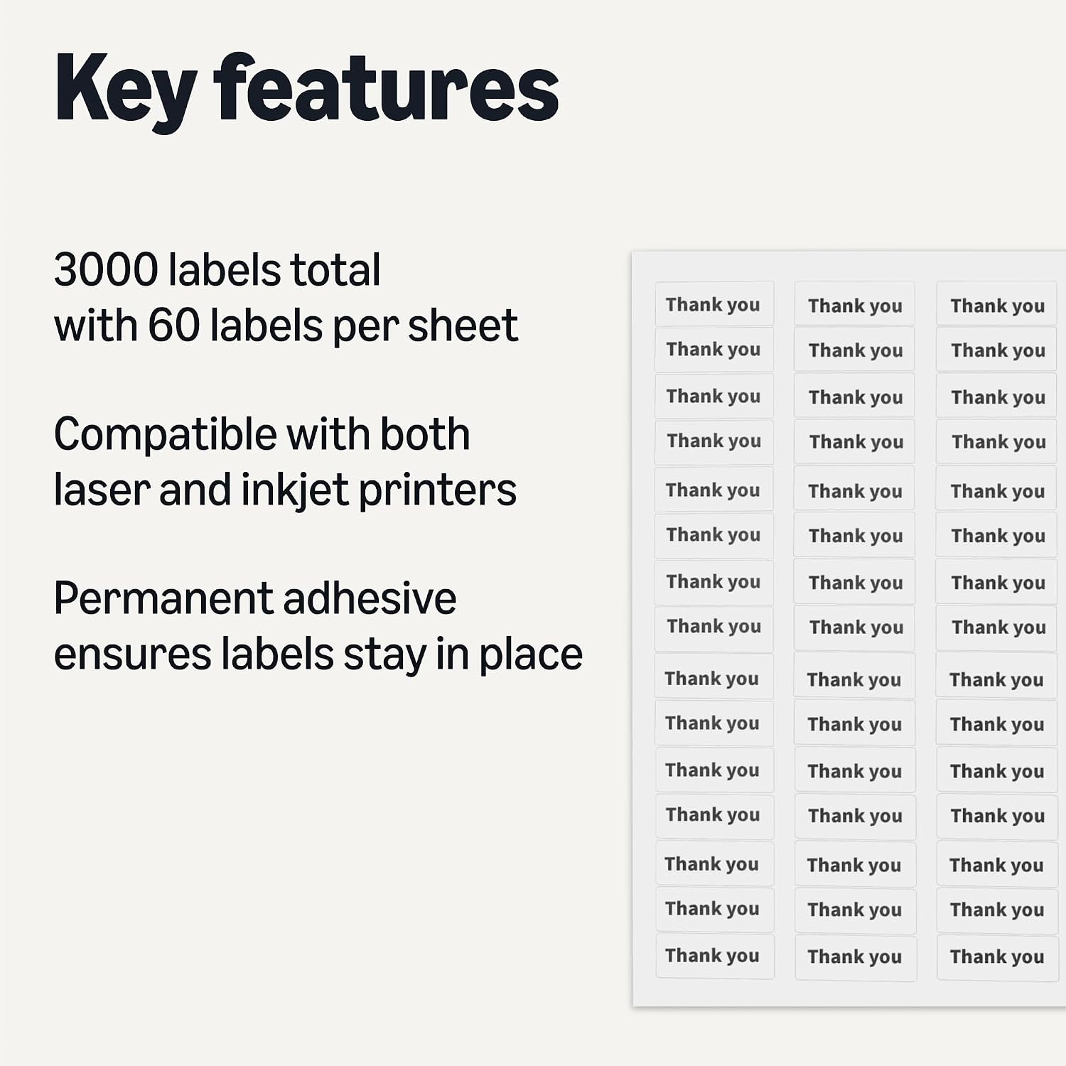 Amazon Basics Printable Address Labels, White, 2/3" x 1-3/4", 3000 Blank Mailing Labels image 2