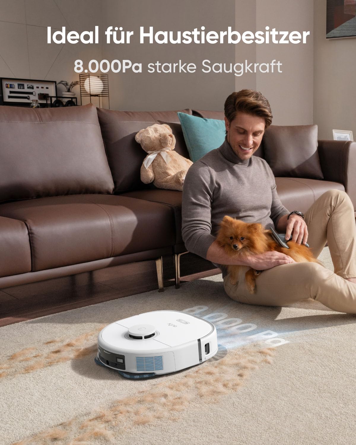 eufy X10 Pro Omni Saugroboter mit Wischfunktion & All-in-One-Station, 8.000Pa, Auto-Absaugen/Befüllen, 2× Auto-Lift-Mopp mit Waschen/Trocknen, Aktive Hindernisvermeidung (Generalüberholt)