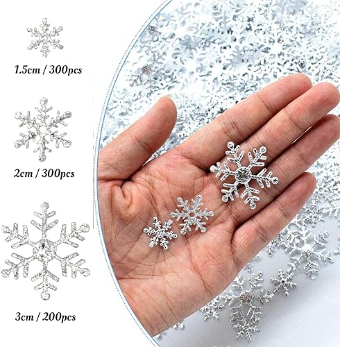 Miniatura 9 de 800 piezas de decoraciones de confeti de copos de nieve azules de Navidad, manualidades de confeti de nieve falso, suministros de fiesta de Navidad