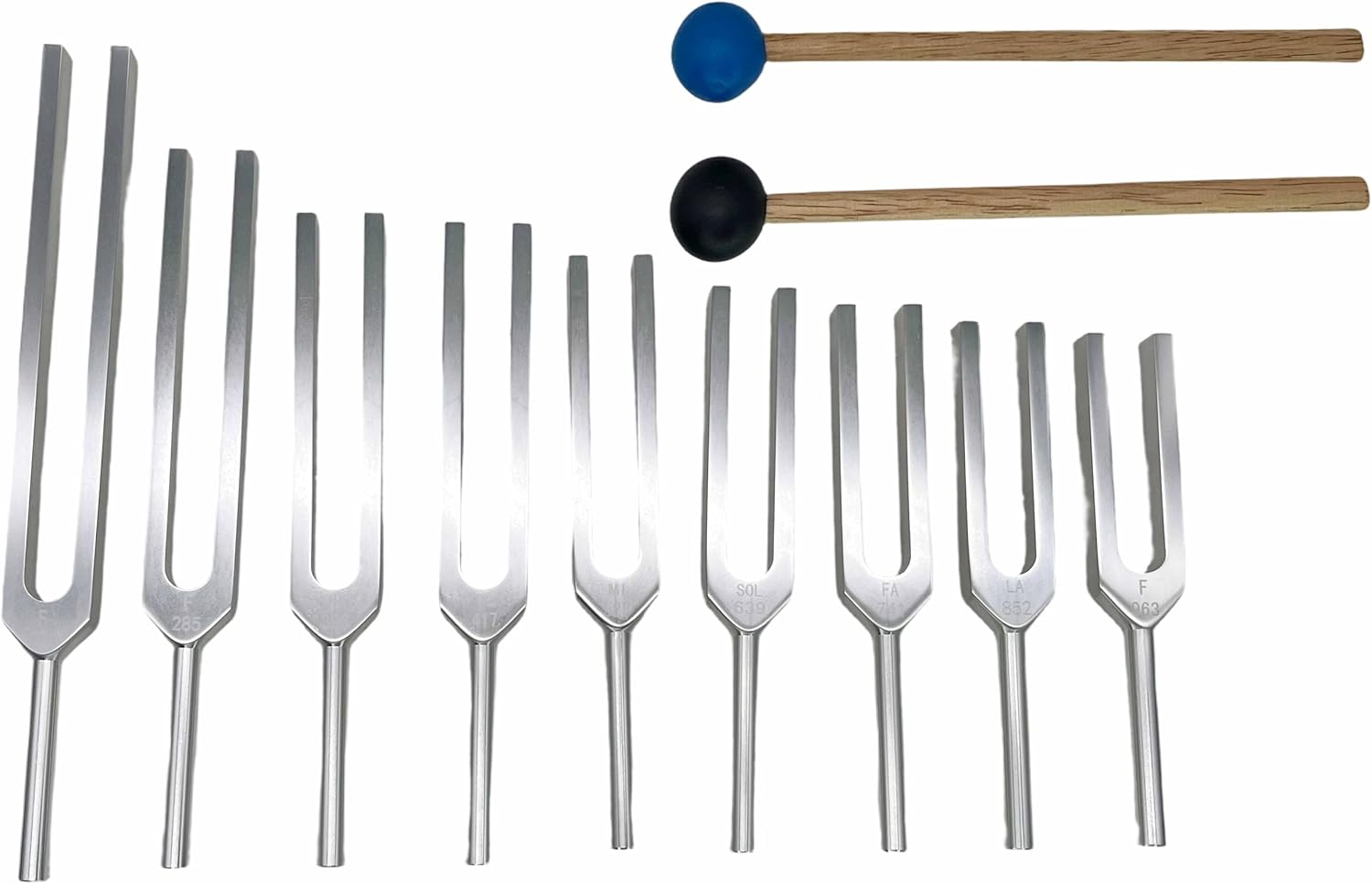Solfeggio Tuning Forks Set for Healing – 9 Chakra Frequencies 174Hz to 963Hz, Precision-Machined Aluminum Alloy for Professional Sound Therapy, Energy Balancing