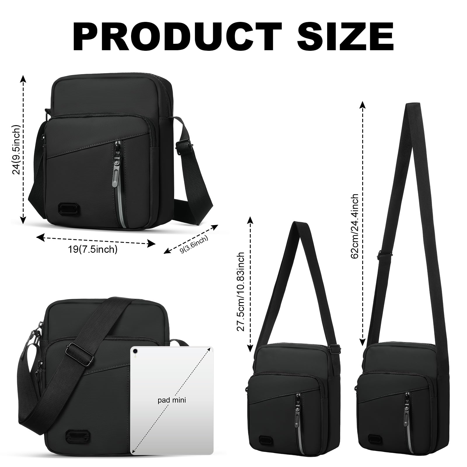 Aucuu Borsello Tracolla Casuale da Uomo, Borsa a Spalla di Grande Capacità, Messenger Impermeabile, Multitasche per Lavoro Viaggio Quotidiano