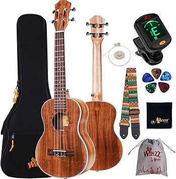 Winzz Tenor Ukulele 26 Inch for Adults Teenagers Beginners & Prof, KOA Wood | Natural Matte, Complete Set
