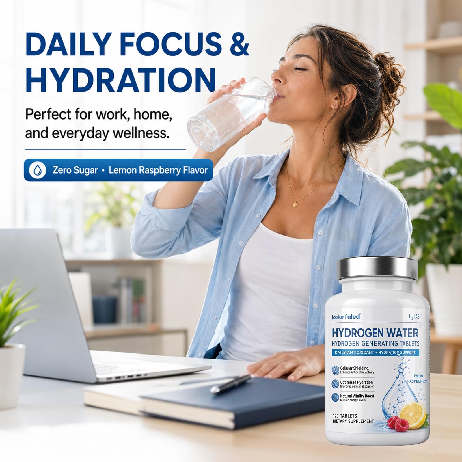 Molekulares Wasserstoff Tabletten, 120 Brausetabletten - Erfrischende Hydratation & Vitalität - Hohe Konzentration & Schnelle Löslichkeit - Ideal für Sport & Alltag
