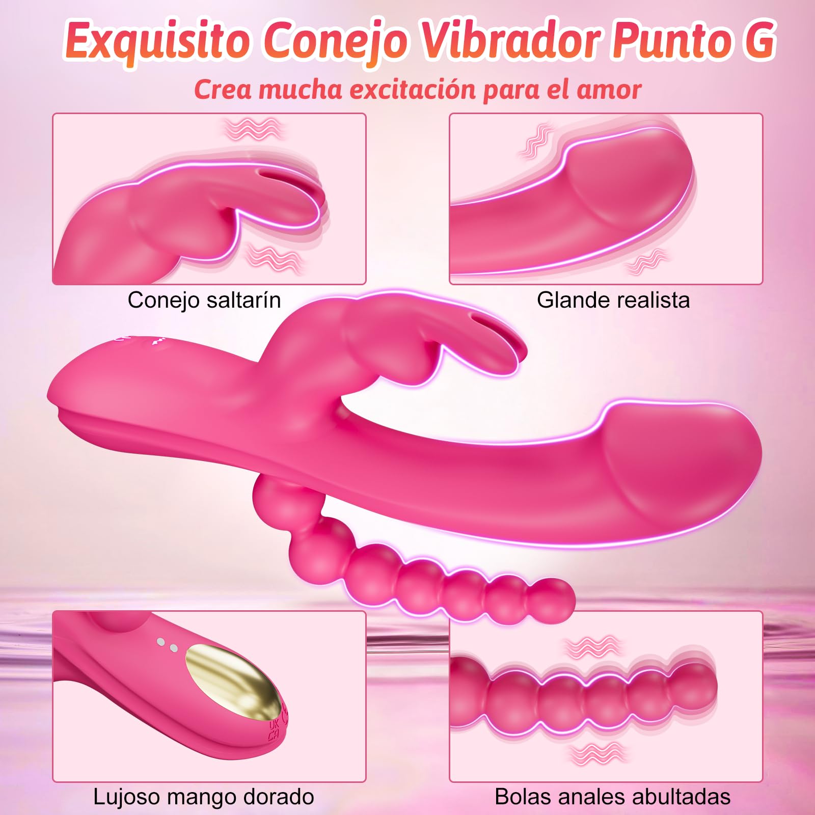 Giocattoli erotici: vibratori e per le donne - stimolatore 3 in 1, progettato specificamente per il punto G, con modalità di vibrazione, massaggio e vibratore per le donne con ventosa