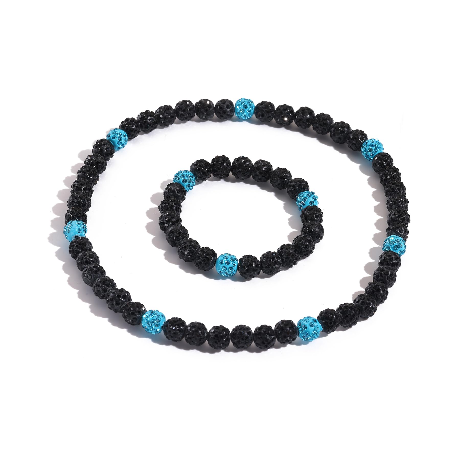 GZJOGO Beaded Baseball Necklace 18in Baseball Chain and Bracelet Set for Men Women Bling Rhinestone Dirp Accessories Necklace Gifts for Baseballer