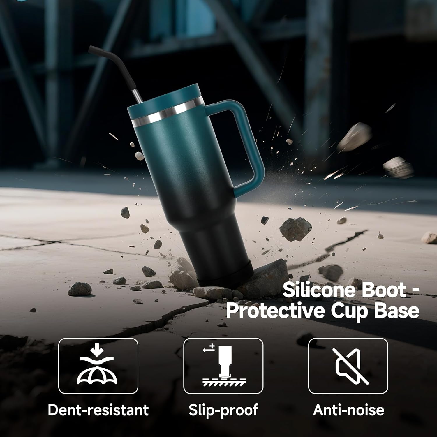 40oz Tumbler with Handle and Straw Spout 2-in-1 Lid, Spill Leak Proof Insulated Travel Cup Traveler Water Mug Keep Cold Hot, Dishwasher Safe Stainless Steel Bottle Gifts for Women Men, Indigo Black - Image 5