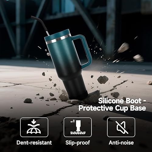 Miniatura 5 de Vaso térmico de 40 onzas con asa y pajita, tapa 2 en 1 a prueba de derrames y fugas, taza de viaje aislada, mantiene frío y caliente, apto para