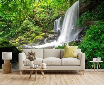 Waterfall River 3D Peel and Stick Wall Murals, Natural Scenery Self Adhesive Wallpaper Large Poster Wall Sticker for Bedroom Living Room Home Decor 79 Wx55 H