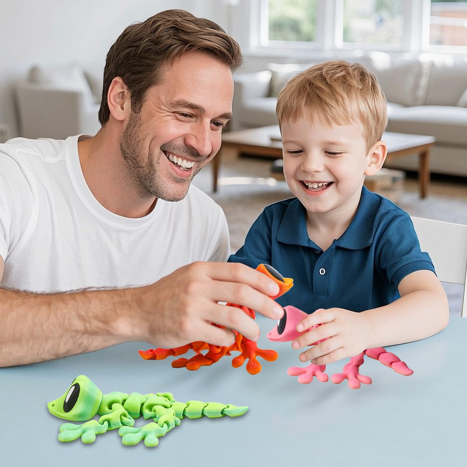 4Pcs 3D Printed Articulated Lizard, Flexible Dynamic Animals Toys, Full Articulated Toy with Magnets, Adults Fidget Toys for Autism ADHD, Home Office Decor, Festival Gifts