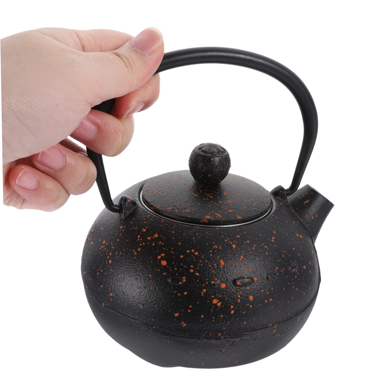 Tetera de Hierro Fundido 0, 4 L Negra para Casa y Oficina | Acabado Vintage Retro, Forma Agradable, Fabricación Fina y Peso Adecuado