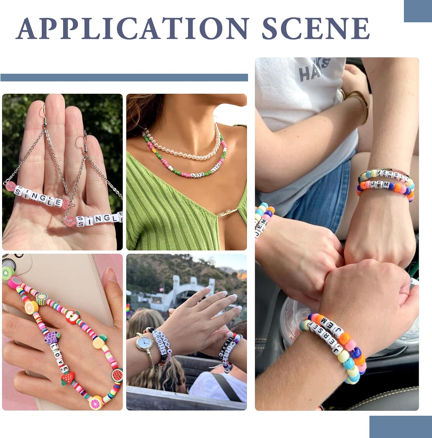 FASHEWELRY 500Pcs Square Acrylic Vowel Letter Beads 4.5-5mm Letter AEIOU Cube Alphabet Beads Friendship Bracelet Pony Bead for DIY Necklace Jewelry Making - Image 6