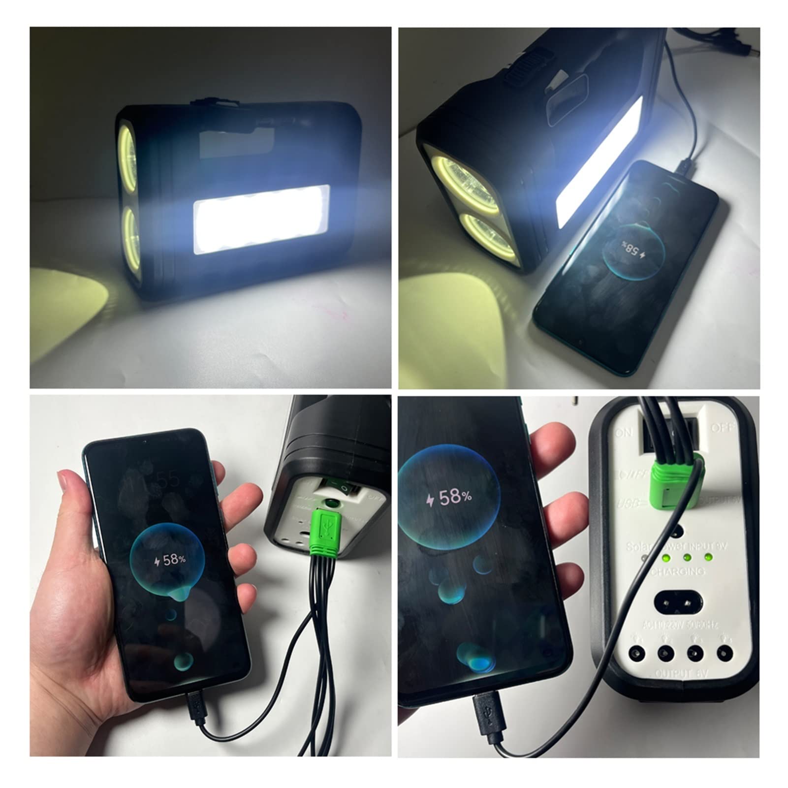 12 Volt/24 Volt Solarpanel-Kit Solar -Ladesystem Lantern Set Outdoor Wiederaufladbare Power Bank Solar Panel Kit Tragbar USB Ladegerät For Camp -Wandern Im Freien für Off-Grid-Anwendungen(Package E)